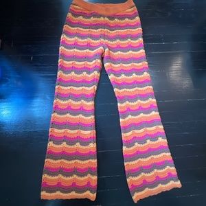 Cute Cotton-On crochet wide-bottom pants (sz L)